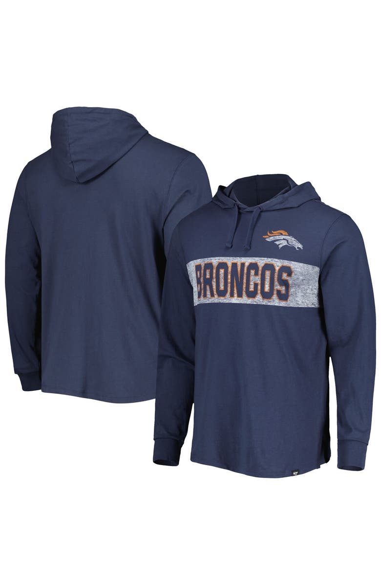 '47 Men's '47 Navy Denver Broncos Field Franklin Hooded Long Sleeve T-Shirt, Alternate, color, 