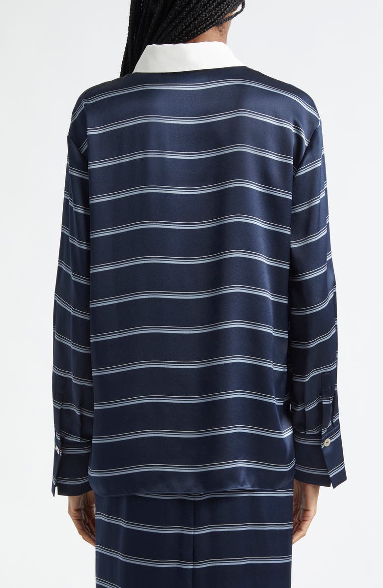 Vince Stripe Silk Rugby Shirt, Alternate, color, Coastal/ Slate