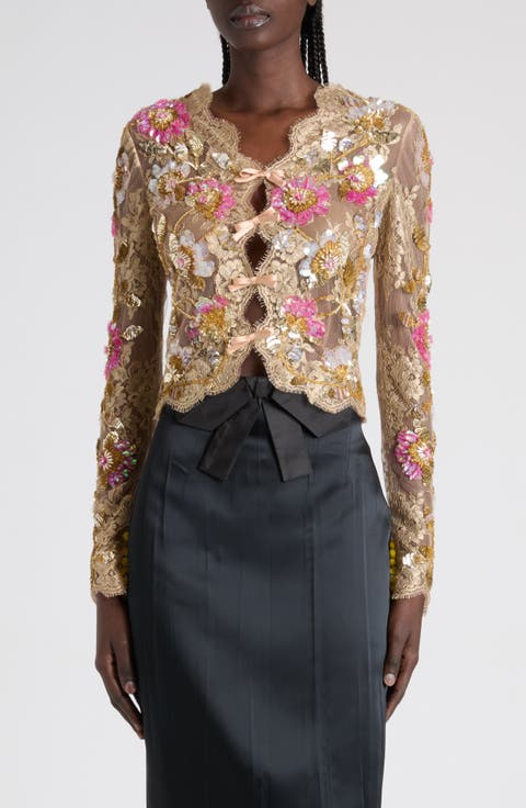 Embroidered Silk Lace Top