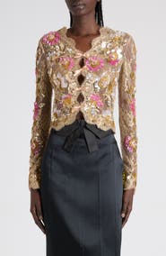 Valentino Embroidered Silk Lace Top