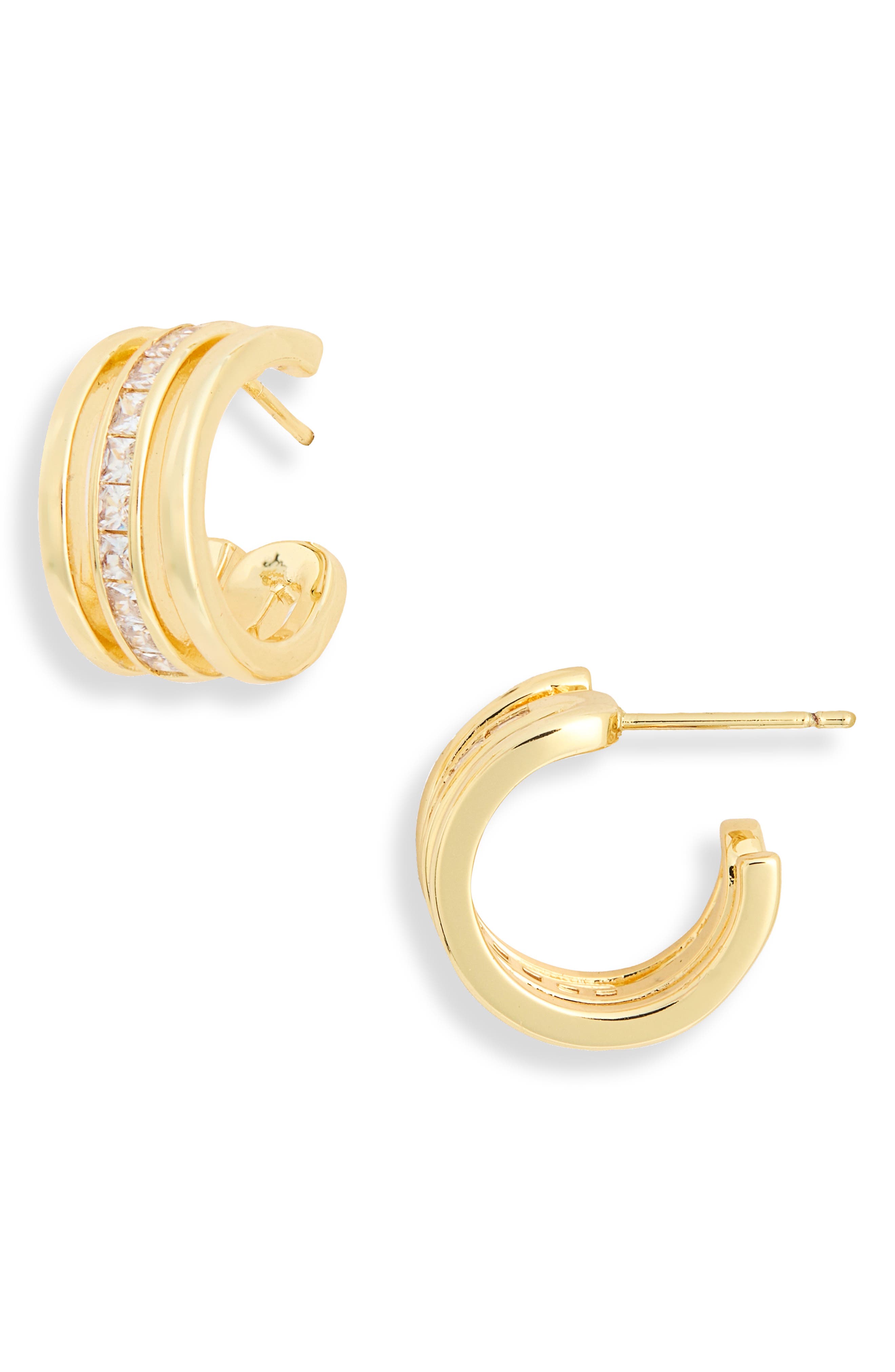 NORDSTROM RACK Demi Fine Cubic Zirconia Caged Huggie Hoop Earrings