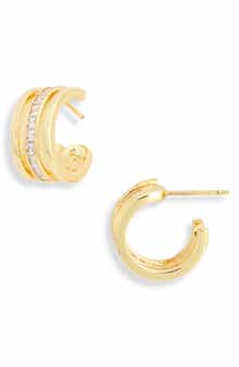 Demi Fine Cubic Zirconia Caged Huggie Hoop Earrings