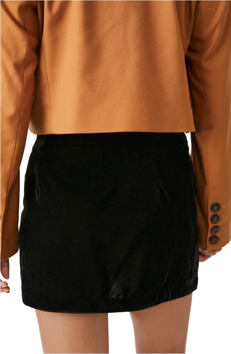 Free People Annalise Side Vent Velvet Miniskirt, Alternate, color,