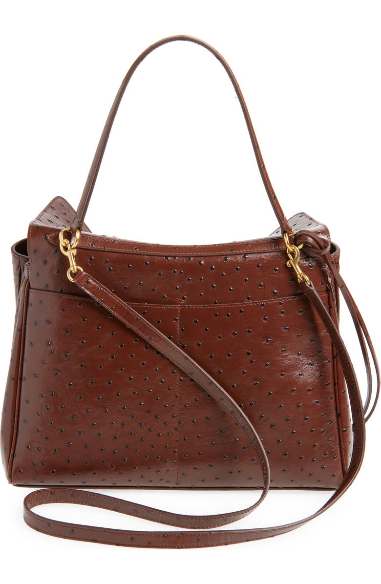 Balenciaga Rodeo Ostrich Embossed Leather Top Handle Bag, Alternate, color, 2053 Chocolate