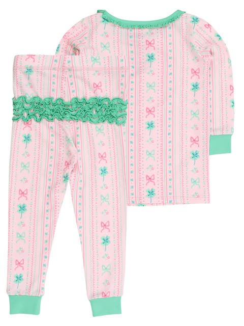 Toddler Girls Modal Blend Ruffle Long Sleeve Pajama Set, Signature Rear Ruffles