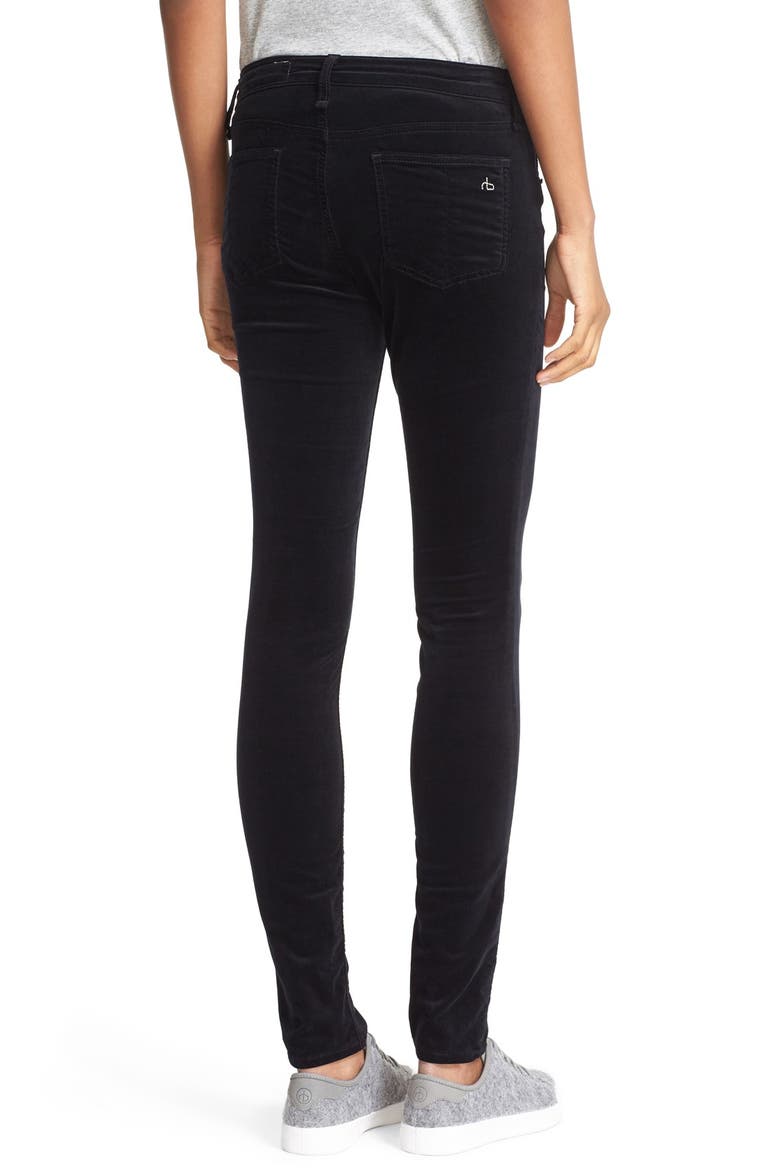 Velvet Skinny Pants, Alternate, color, BLACK