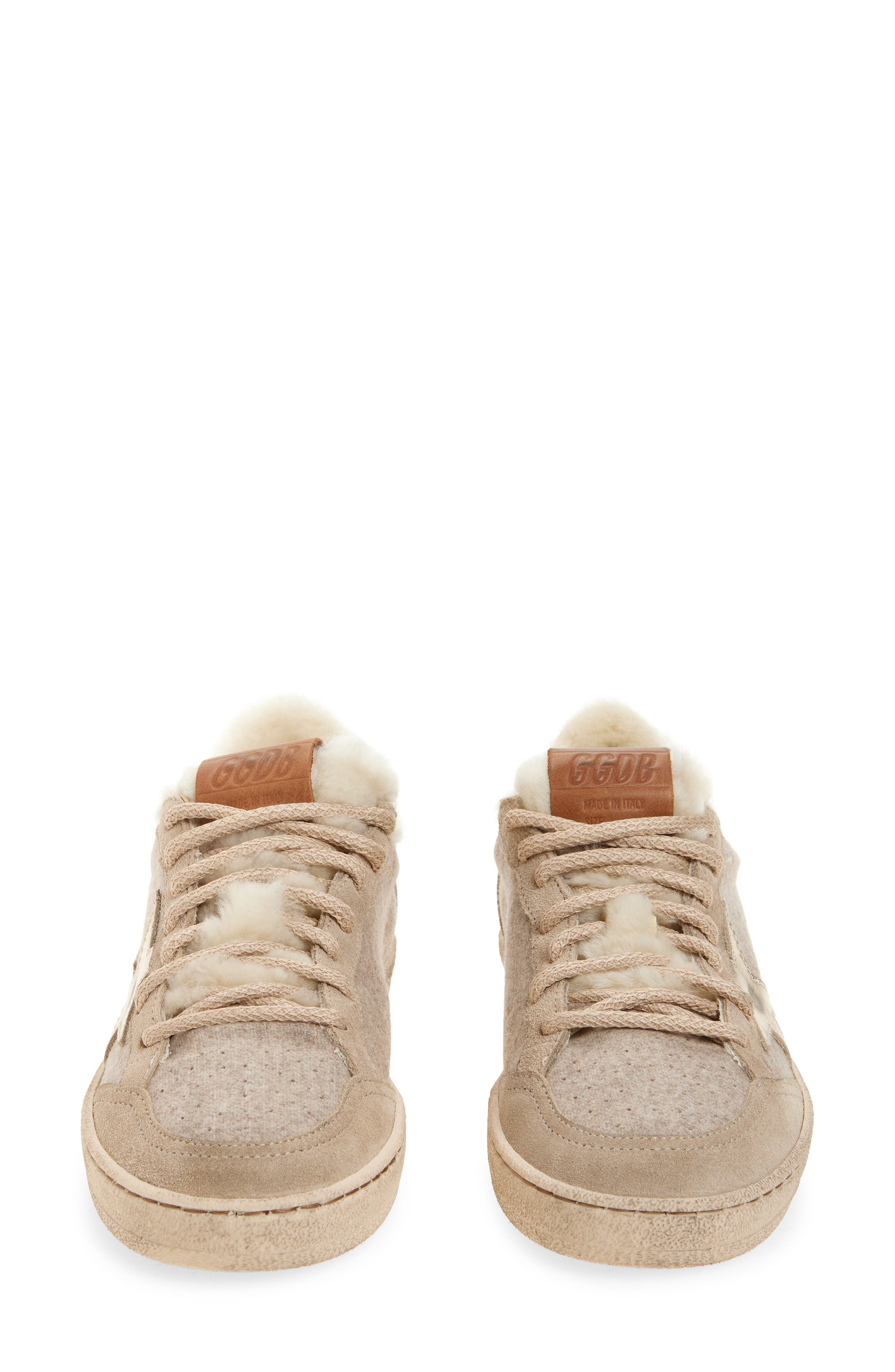 Golden Goose Ball Star Wool Wool & Faux Shearling Sneaker, Alternate, color, Beige