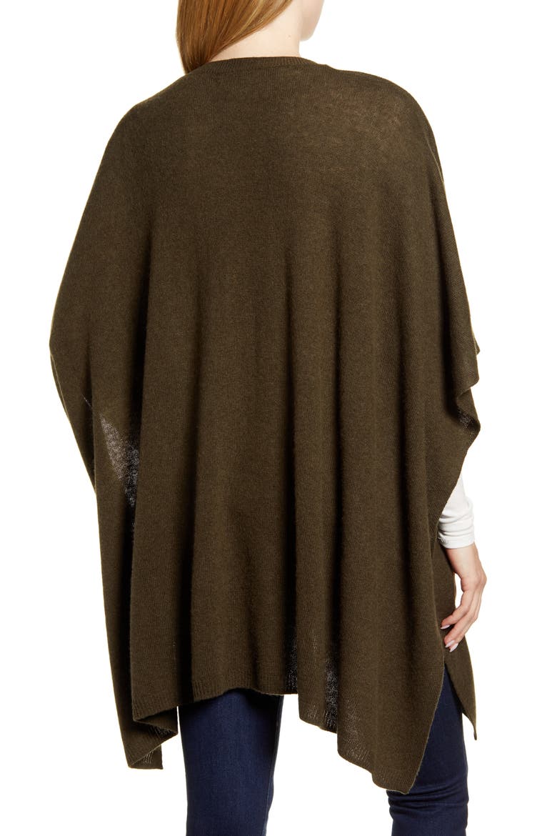 Wool & Cashmere Poncho, Alternate, color, OLIVE DARK