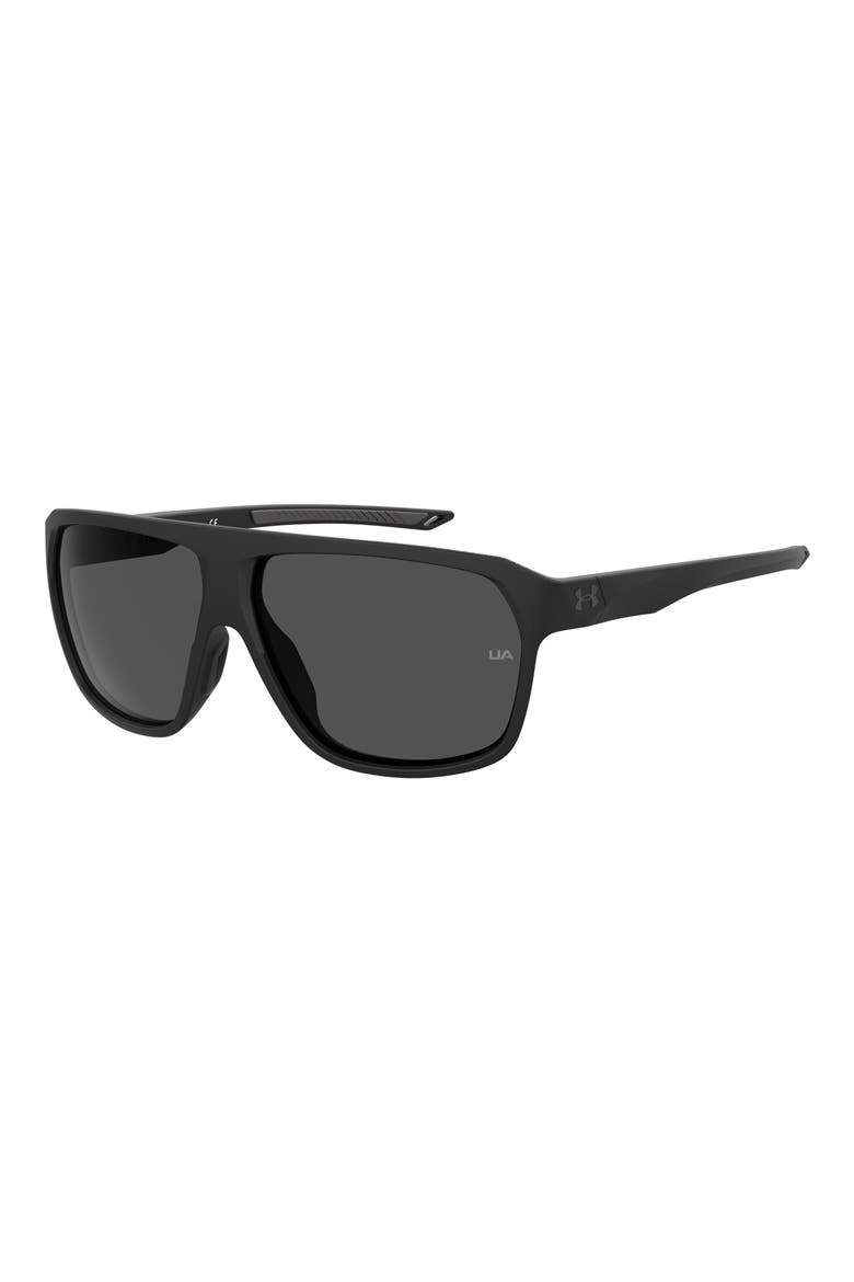 Dominate 62mm Oversize Rectangular Sunglasses, Main, color, MATTE BLACK / GREY OLEOPHOBIC