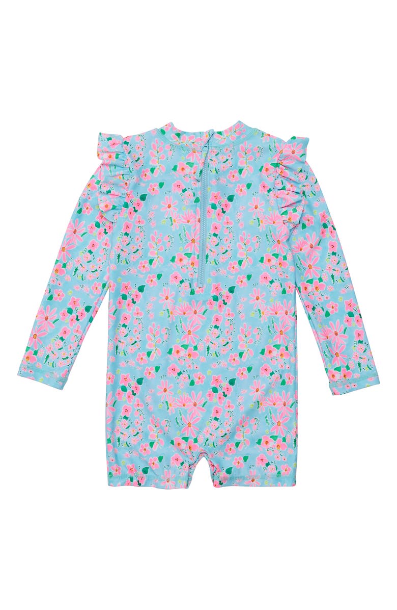 Snapper Rock Daisy Chain Long Sleeve One-Piece Rashguard Swimsuit, Alternate, color, Blue