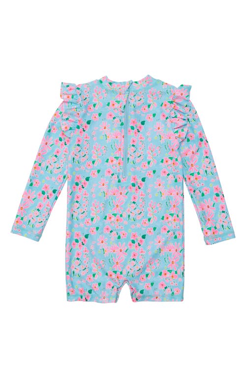 Snapper Rock Daisy Chain Long Sleeve One-piece Rashguard Swimsuit In Blue