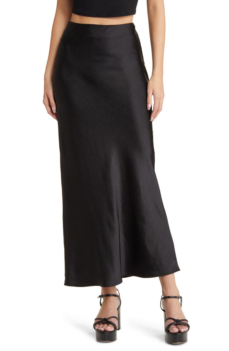 Open Edit Satin Column Maxi Skirt, Main, color,
