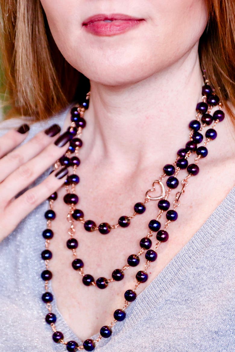 Violet Purple Hematite 3-Layer Necklace, Alternate, color, Purple