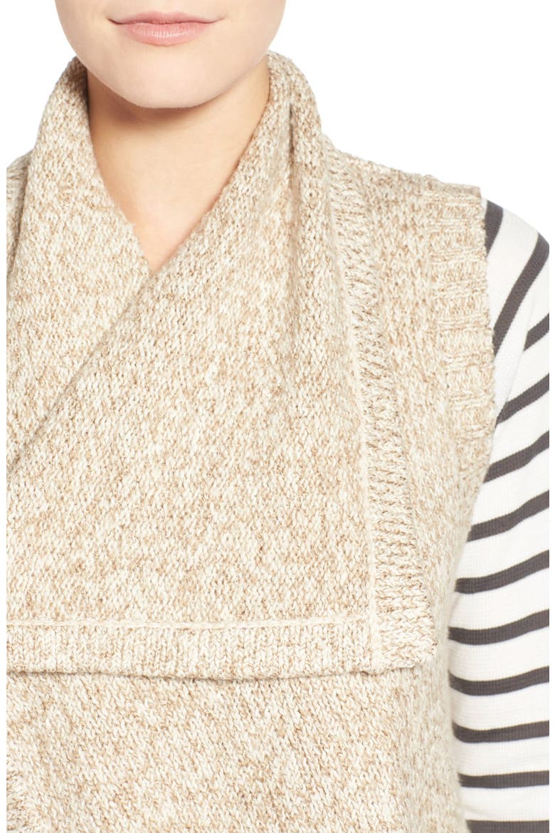 Drape Front Long Vest, Alternate, color, MUSHROOM MULTI