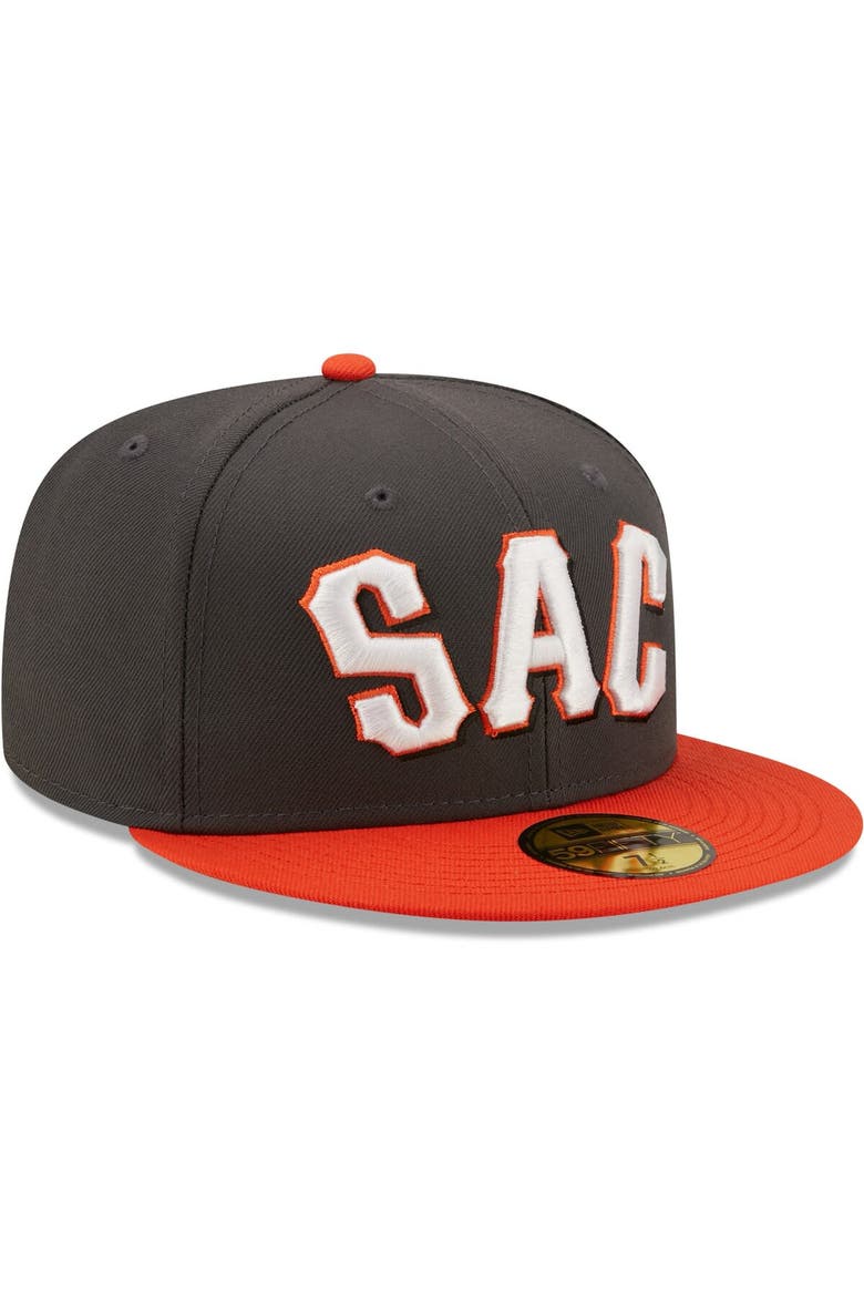 Men's New Era Charcoal Sacramento River Cats Authentic Collection 59FIFTY Fitted Hat, Alternate, color, Charcoal