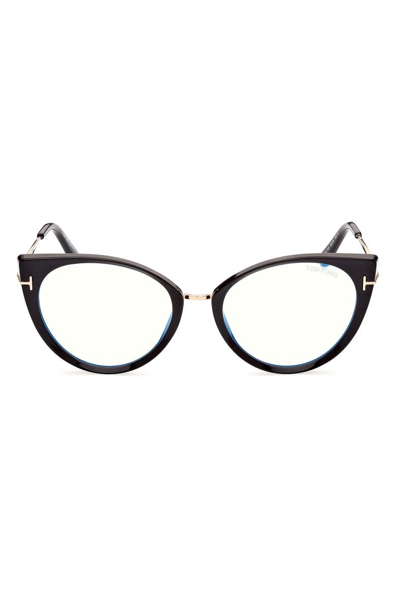 TOM FORD 54mm Blue Light Blocking Cat Eye Glasses, Main, color, 
