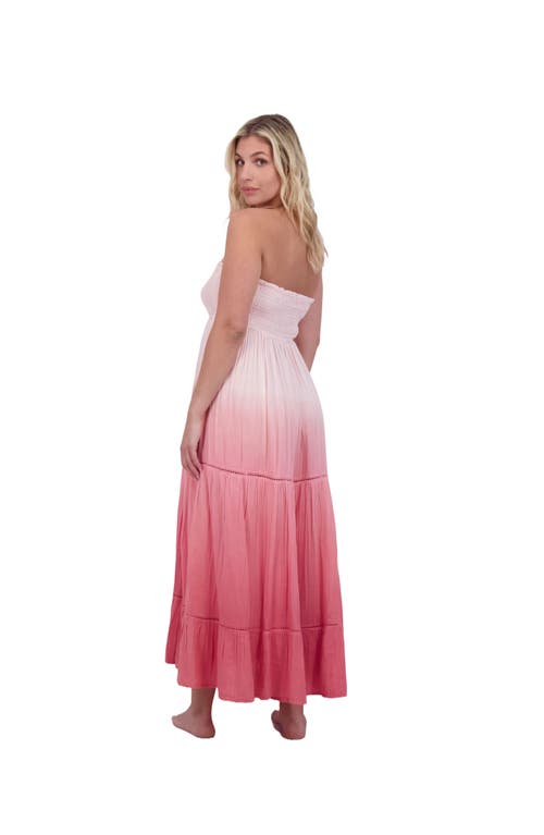 Mer St. Barth Strapless Maxi Dress Rose Ombre In Pink
