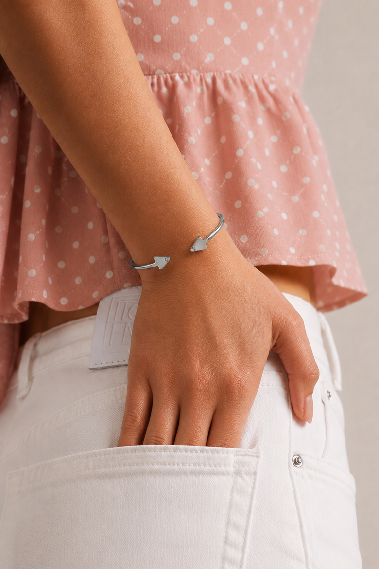 Arrow of Light 0.02 Ct Diamond Bangle in 925 Sterling Silver, Alternate, color, Sterling Silver