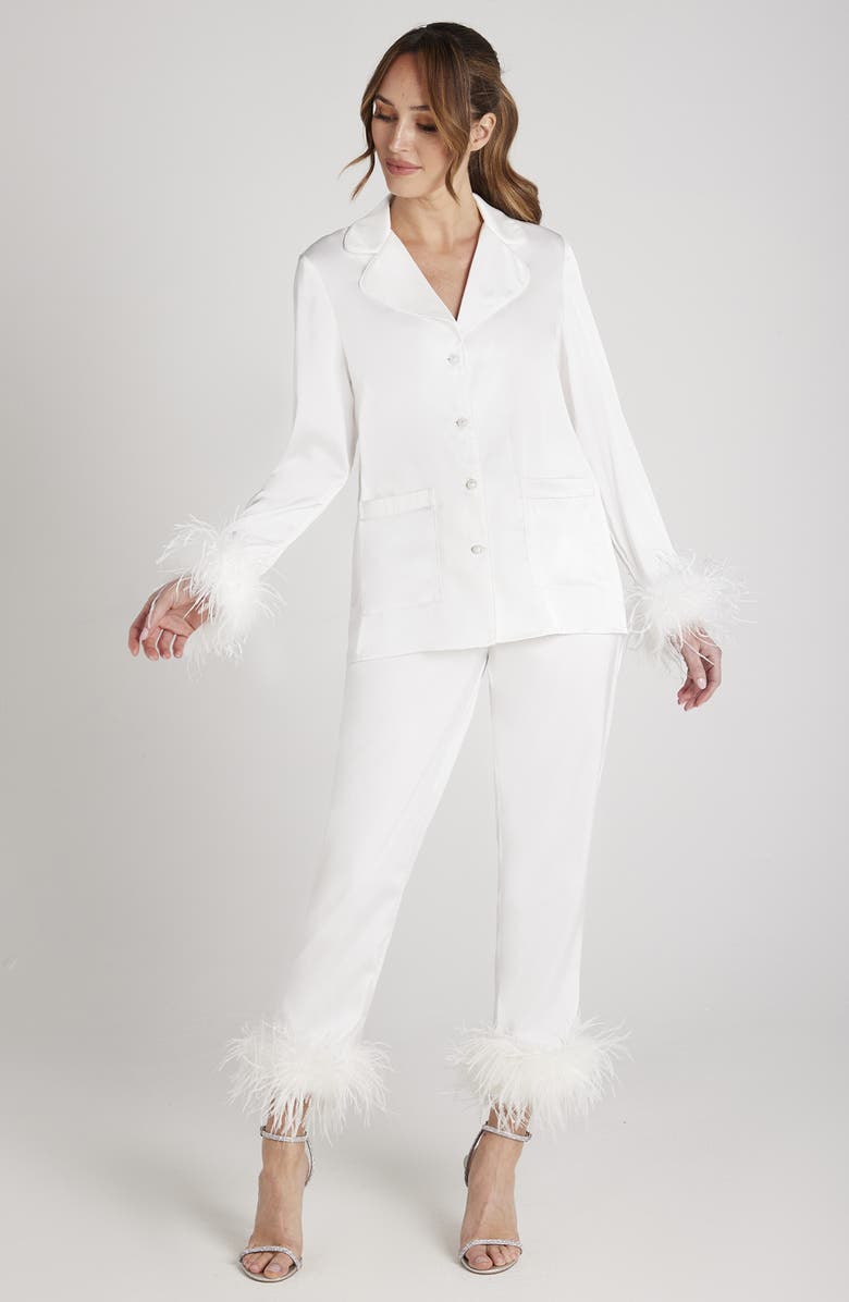 NADINE MERABI Darcie Ostrich Feather Pajamas, Alternate, color, 