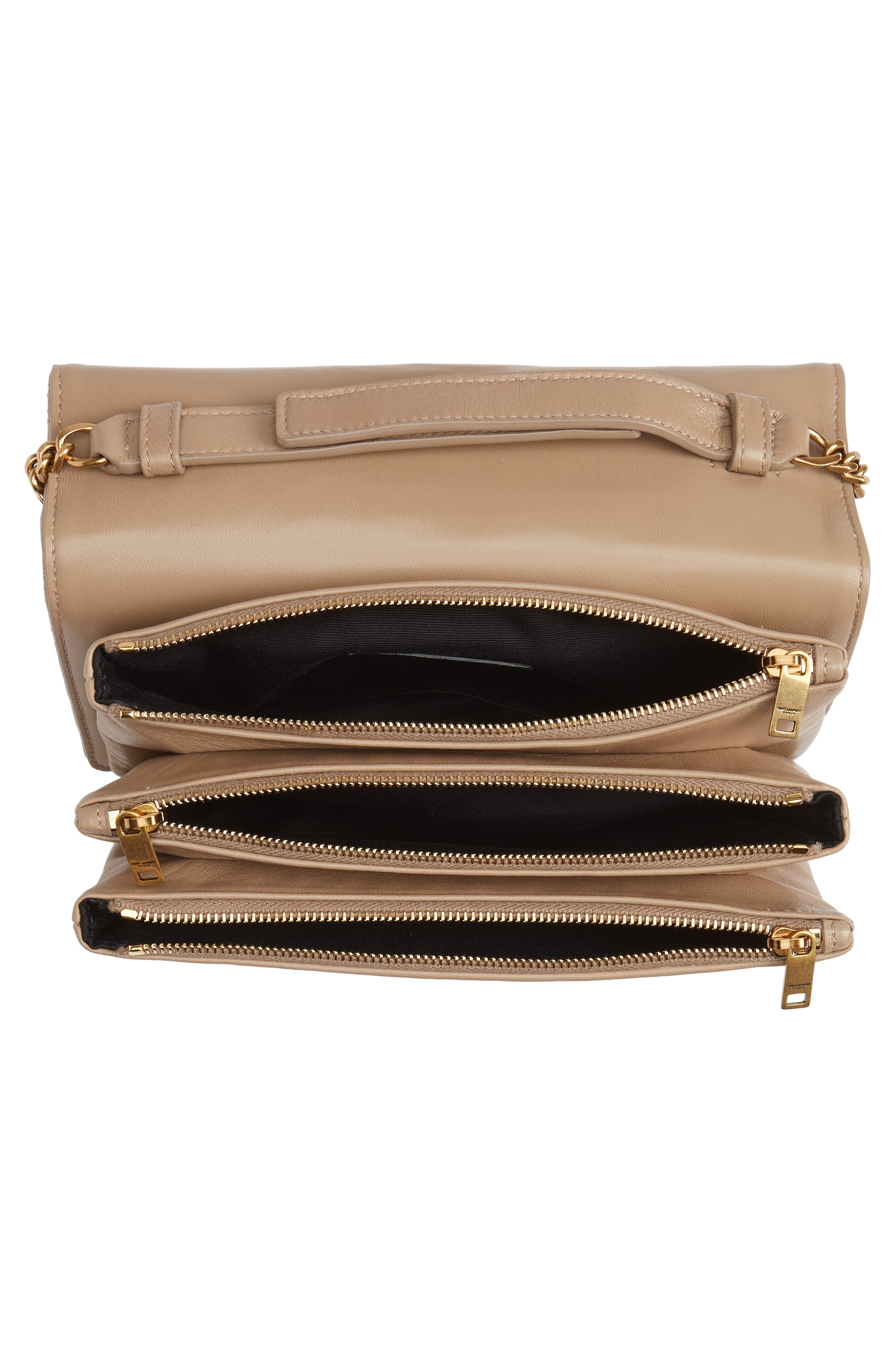 Saint Laurent Angie Quilted Lambskin Leather Crossbody Bag, Alternate, color, 