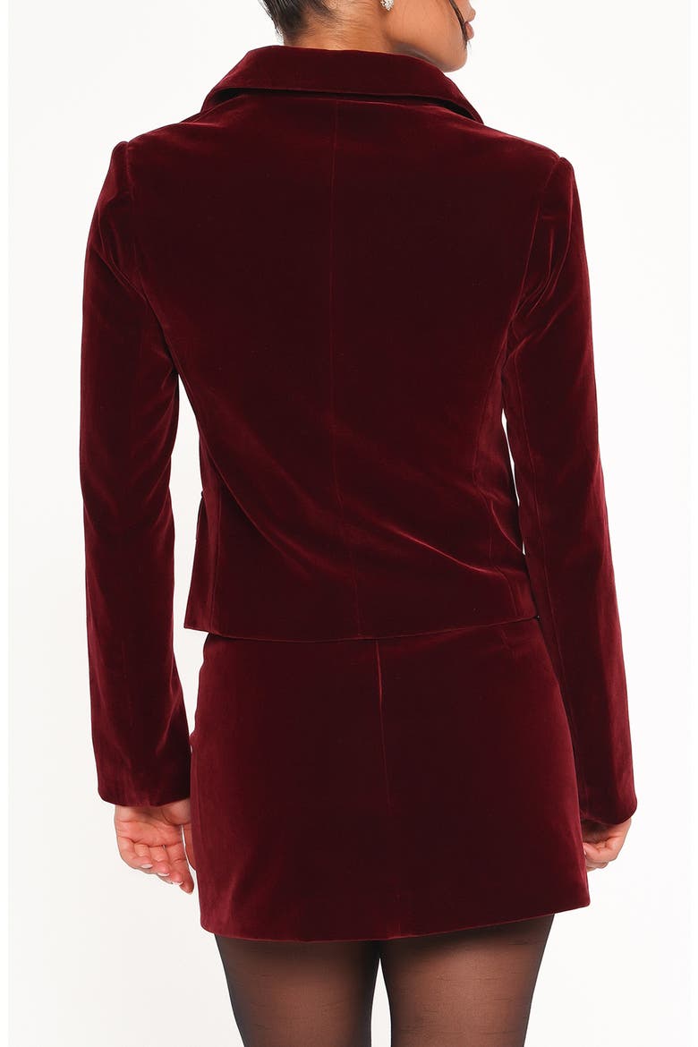 Lainey Crop Velvet Jacket, Alternate, color, BURGUNDY
