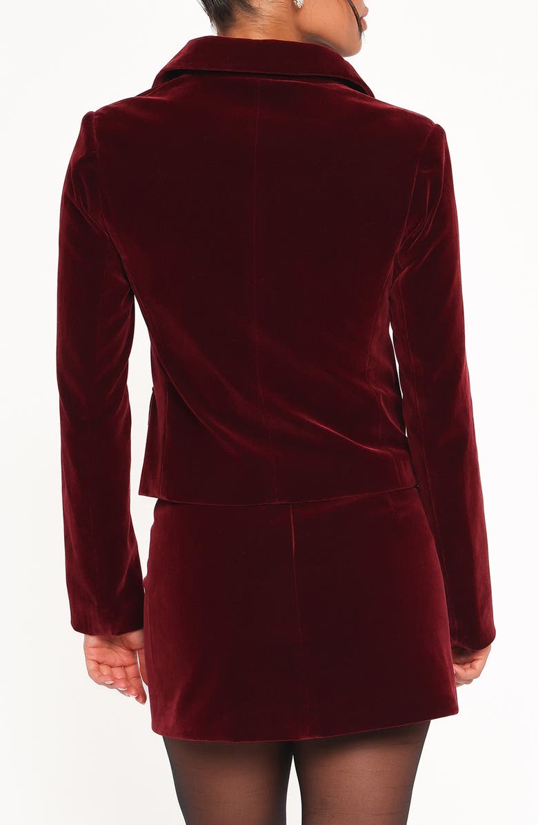 Petal & Pup Lainey Crop Velvet Jacket, Alternate, color, Burgundy