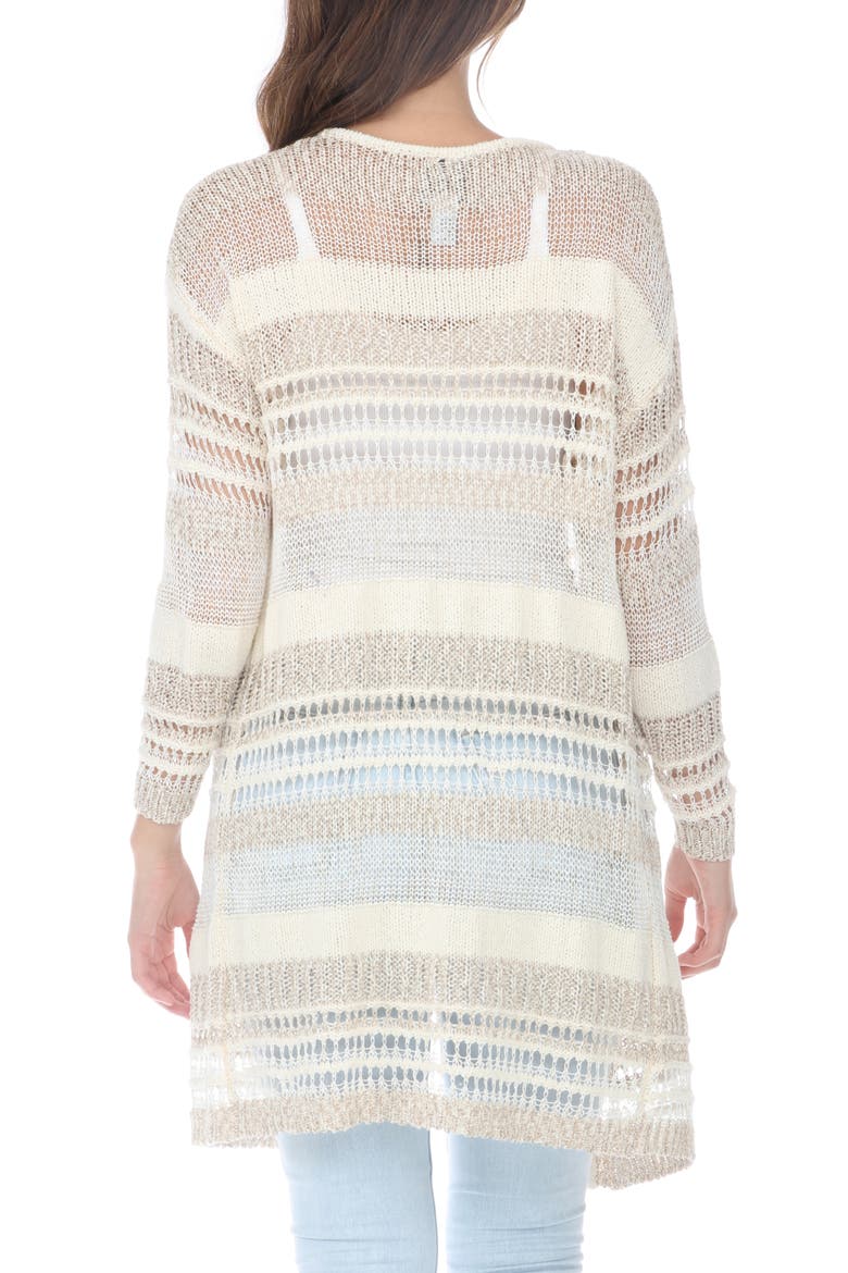 Striped Open Stitch Cardigan, Alternate, color, BEIGE