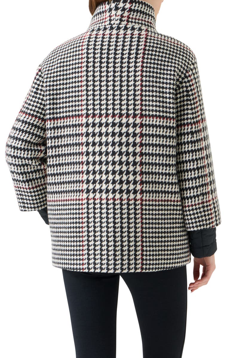 Akris punto Glen Plaid 2-in-1 Car Coat, Alternate, color, Black-Cream-Vermillion