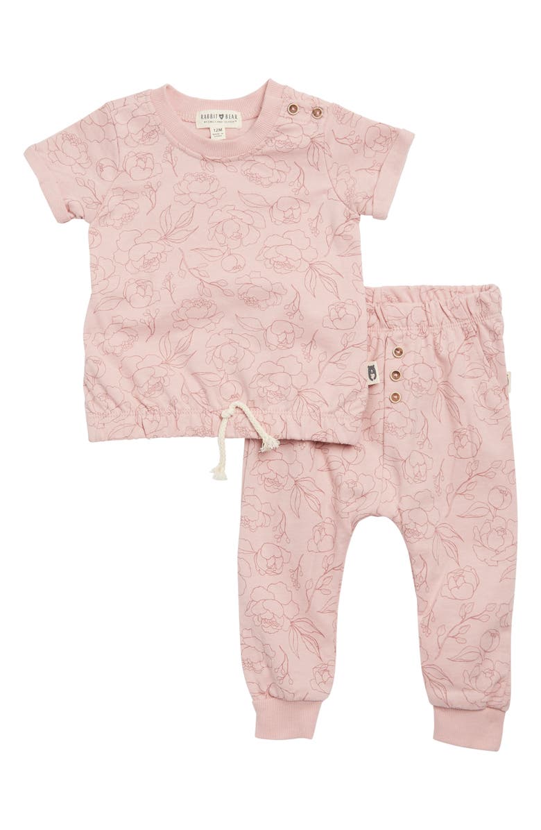 RABBIT AND BEAR ORGANIC Organic Cotton Short Sleeve Sweatshirt & Joggers Set, Main, color, 