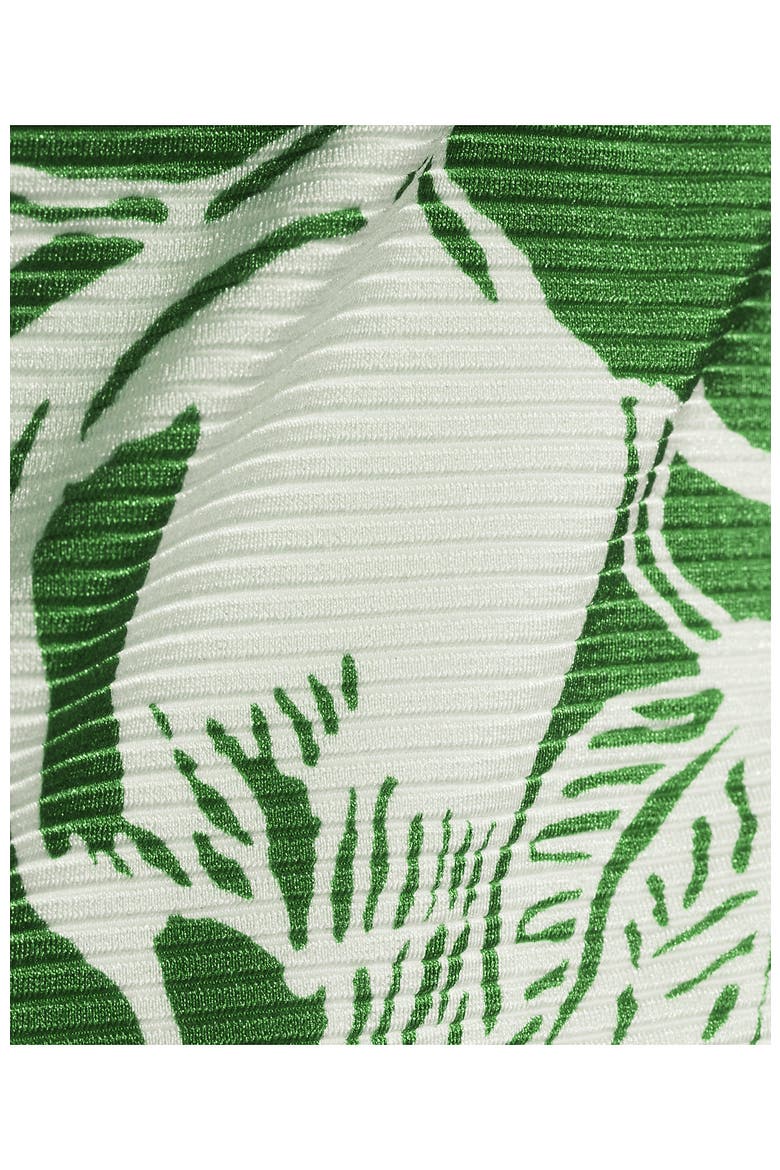Shine Ribbed Tankini Top and High Waisted Bottom Swimsuit Set, Alternate, color, Green Etched Leaves Shine
