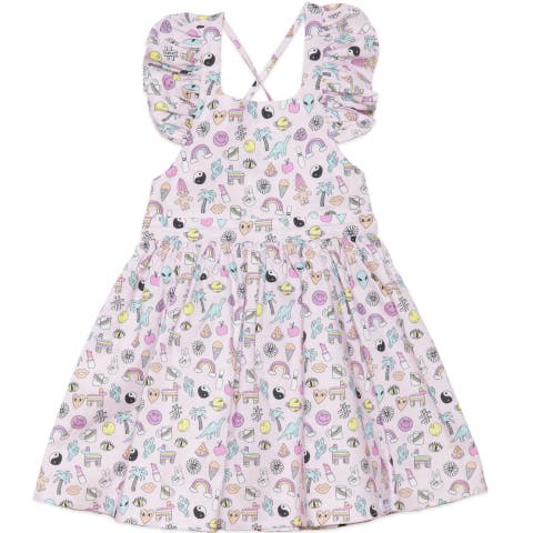 Girls Ruffle Sleeve Dress (Toddler, Little Kid & Big Kid)