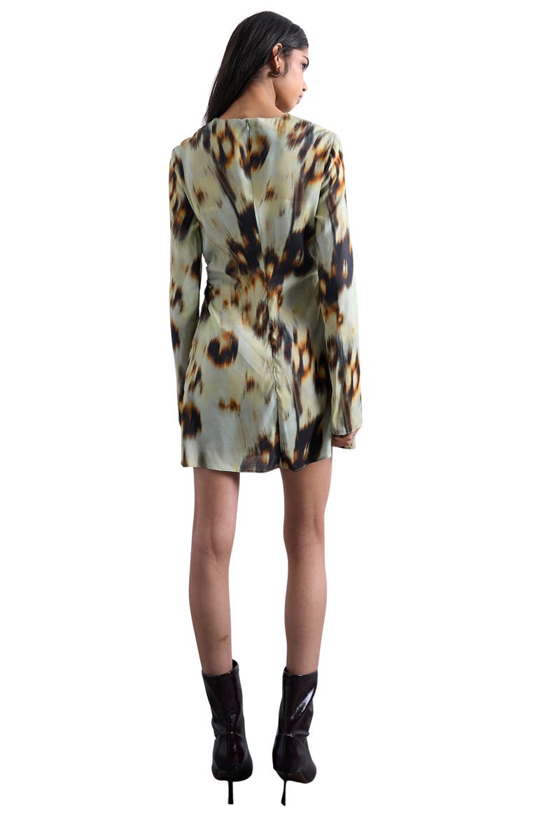 Ruched Long Sleeve Minidress, Alternate, color, BLACK MULTI
