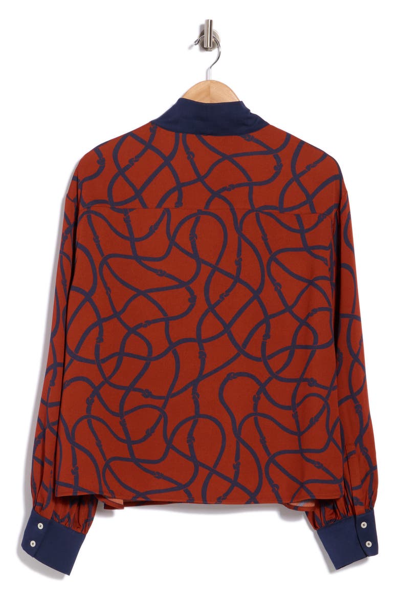 Lucille Tie Neck Long Sleeve Top, Alternate, color, MULTI-ORANGE