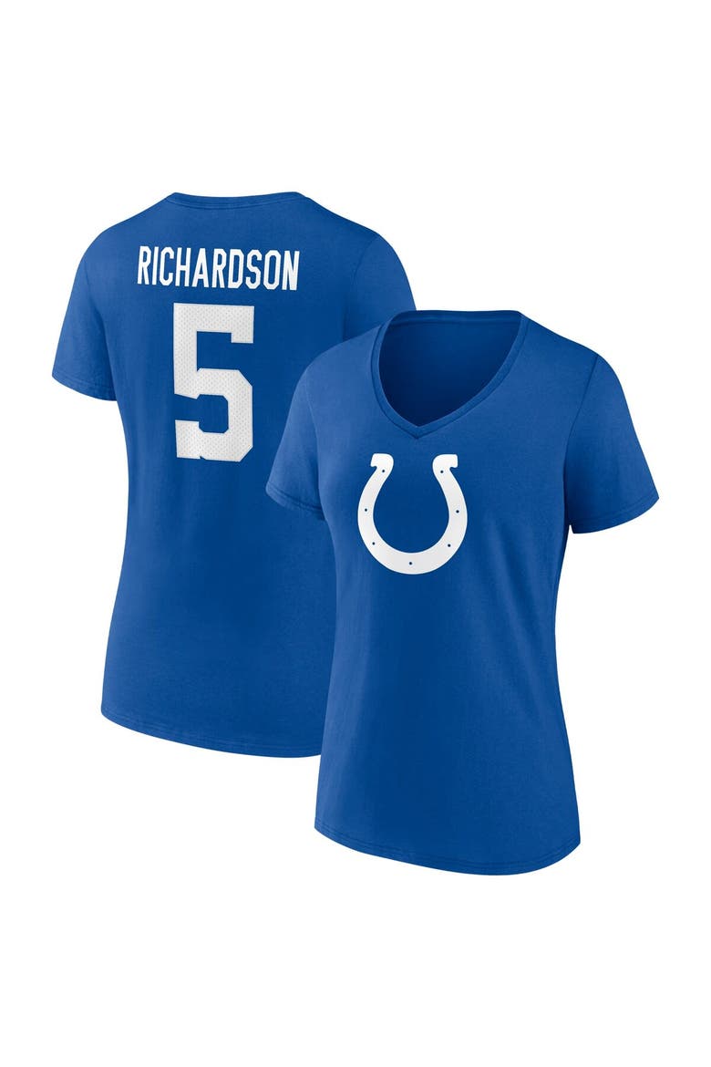 Women's Fanatics Branded Anthony Richardson Royal Indianapolis Colts Icon Name & Number V-Neck T-Shirt, Main, color, Royal