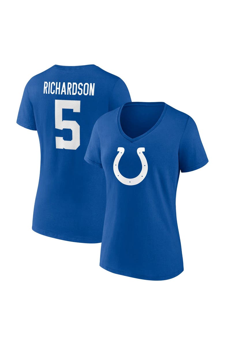FANATICS Women's Fanatics Branded Anthony Richardson Royal Indianapolis Colts Icon Name & Number V-Neck T-Shirt, Main, color, Royal