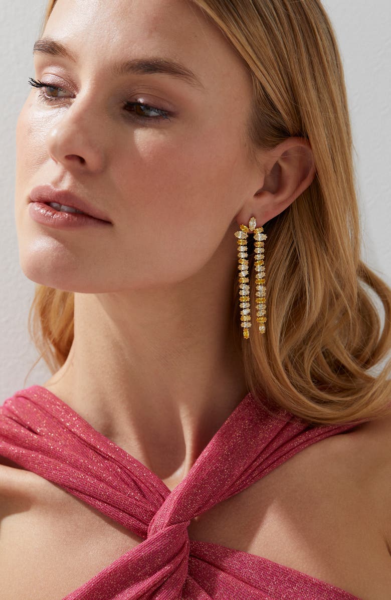 Nadri Palm Springs Double Linear Drop Earrings, Alternate, color, Gold