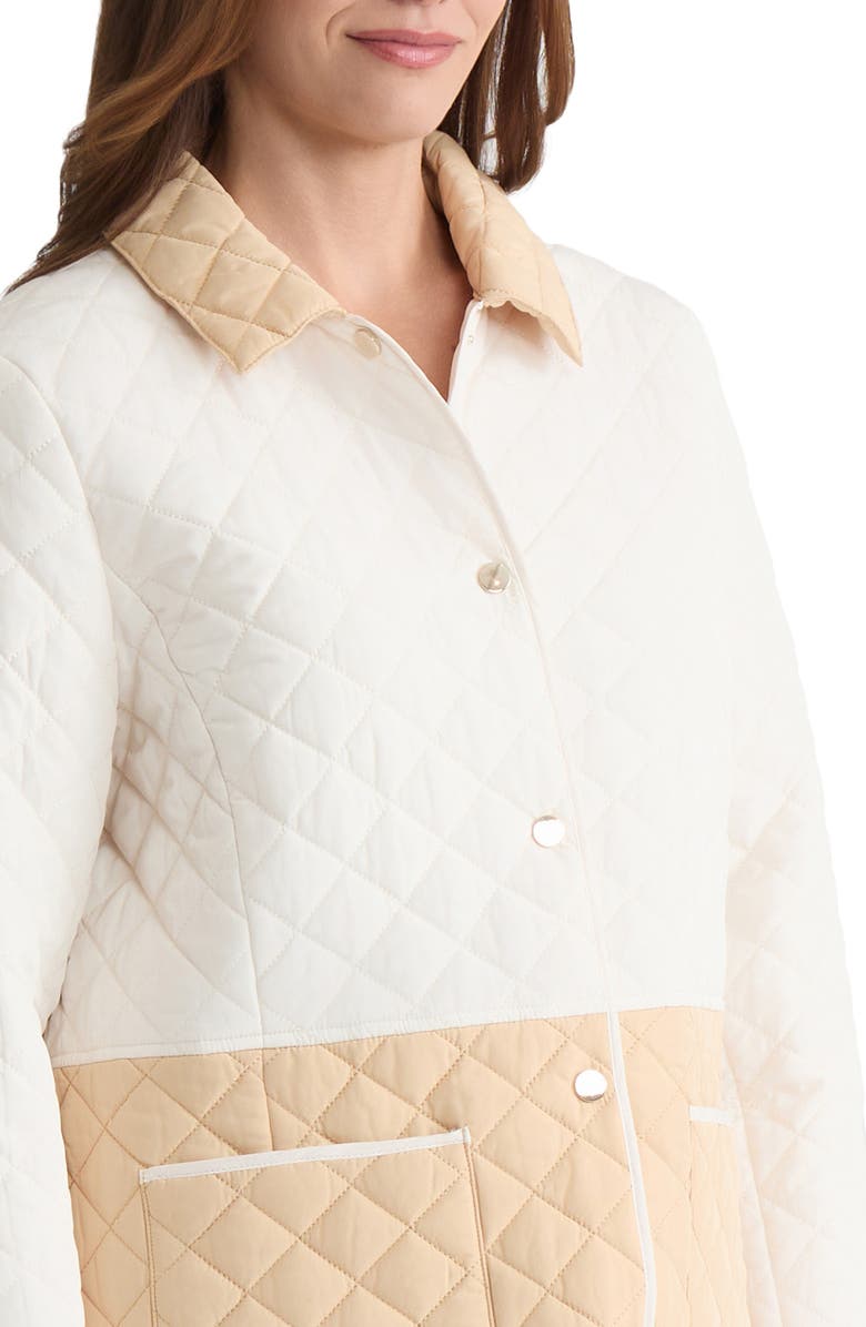 Jones New York Colorblock Quilted Barn Jacket, Alternate, color, Jones White/ Cafe Au Lait