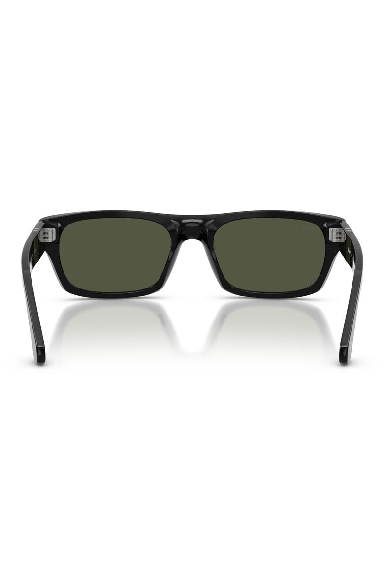 58mm Rectangular Sunglasses, Alternate, color, BLACK / GREEN