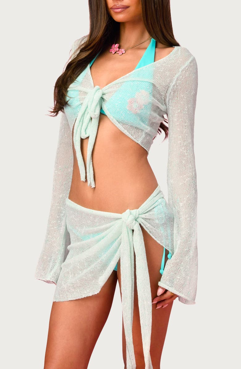 EDIKTED x Barbie<sup>™</sup> Island Tie Front Cover-Up, Alternate, color, Mint