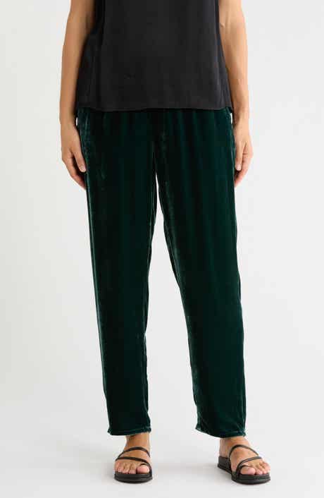 High Waist Tapered Ankle Velvet Pants