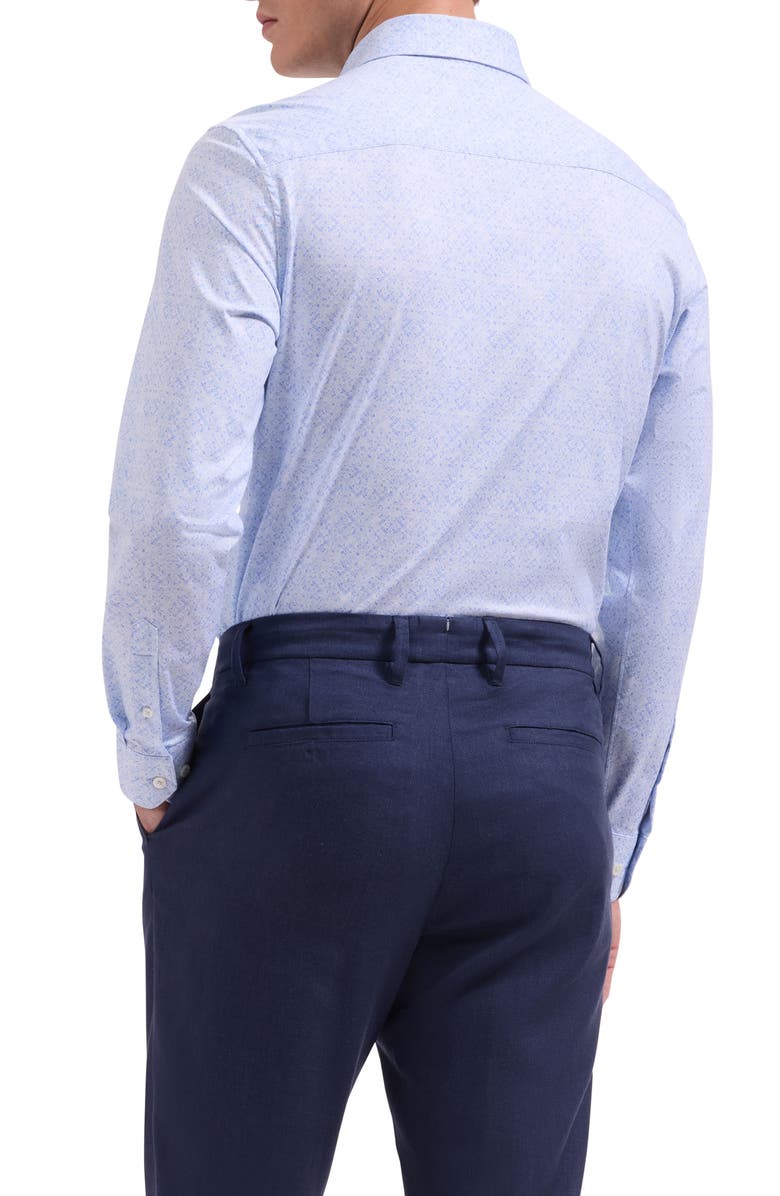 Bugatchi Jimmy OoohCotton<sup>®</sup> Floral Print Button-Up Shirt, Alternate, color, Air Blue