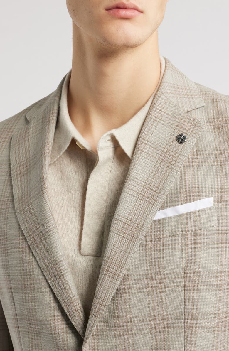 BOSS Hutson Plaid Virgin Wool Sport Coat, Alternate, color, Light Beige