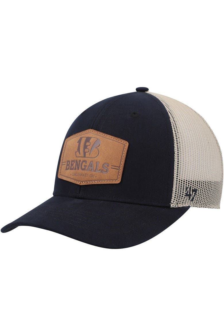 Men's '47 Black/Natural Cincinnati Bengals Rawhide Trucker Adjustable Hat, Main, color, Black