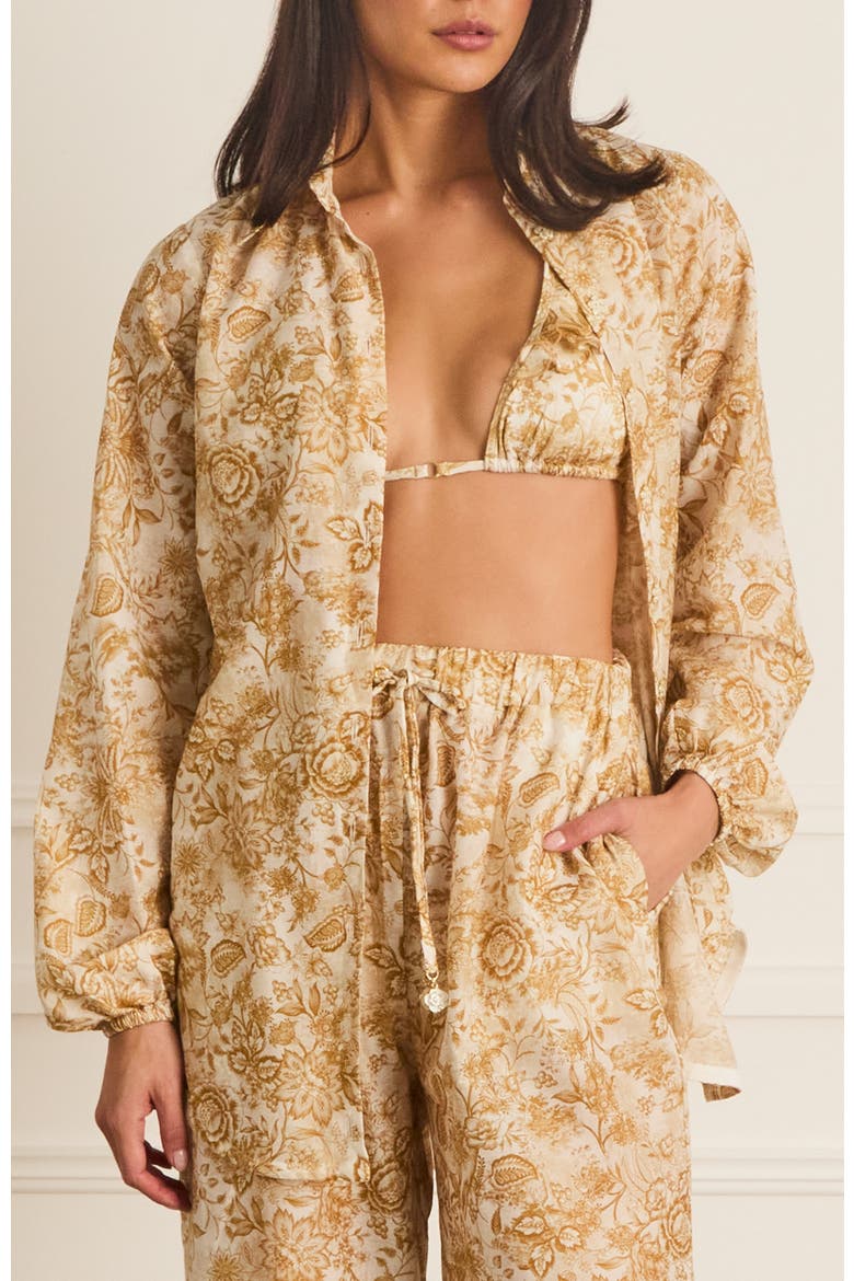 Relaxed Fit Odilia Beach Shirt, Main, color, Gold