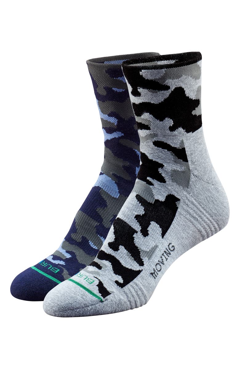 BURLIX Assorted 2-Pack Moving Ankle Crew Socks, Main, color, 