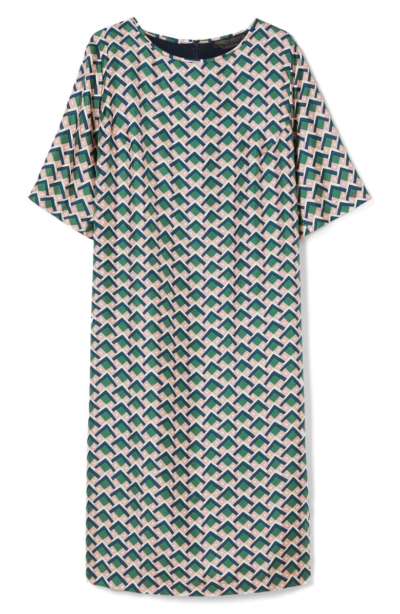 Marina Rinaldi Rossana Geo Print Silk Shift Dress, Alternate, color, Ultramarine