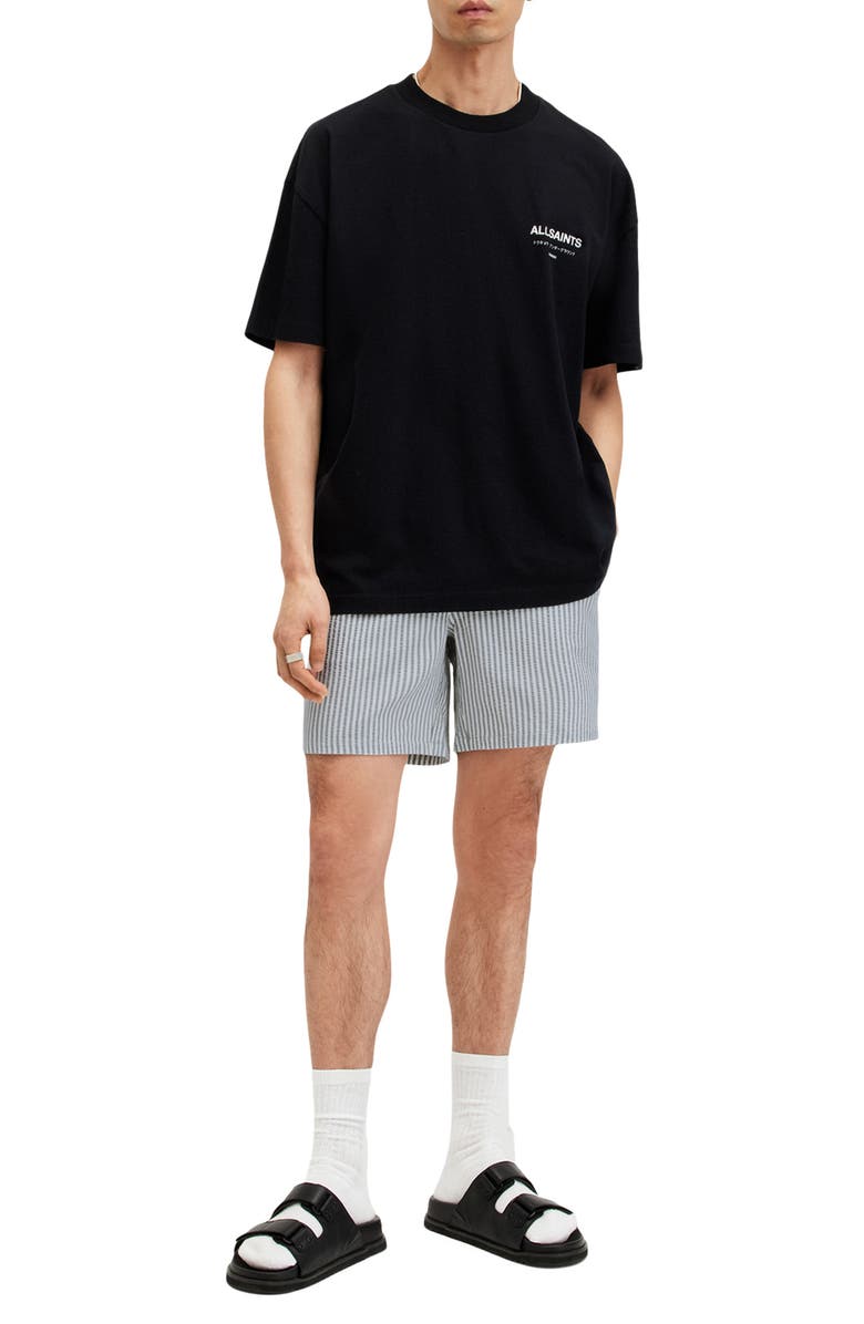 AllSaints Warden Stripe Swim Trunks, Alternate, color, 