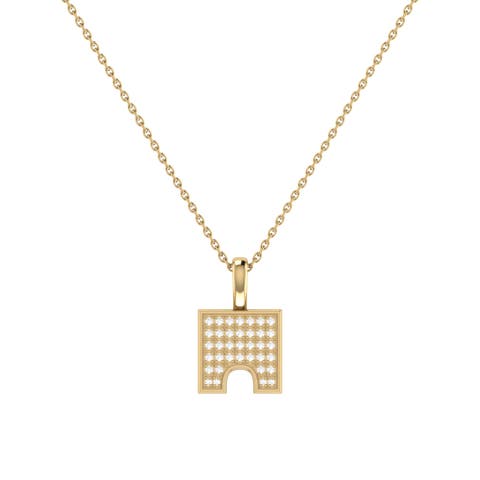 City Arches Square Sterling Silver Diamond Chain Pendant