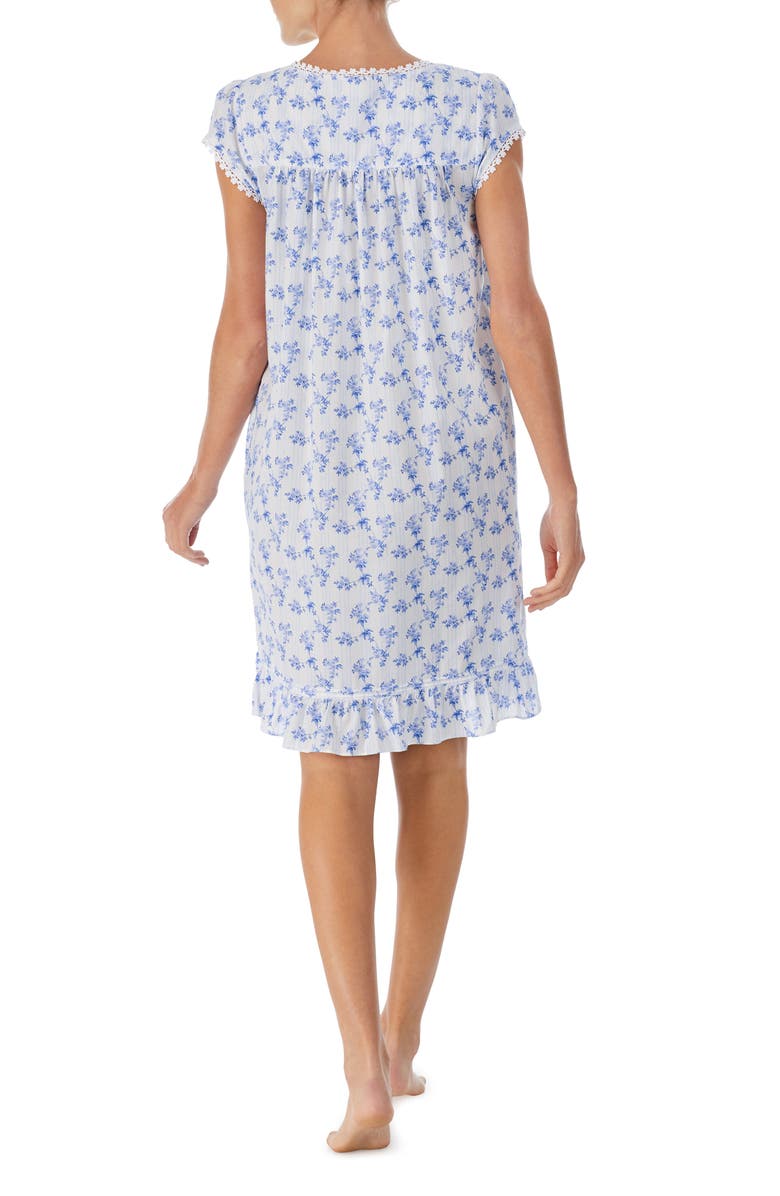 Eileen West Floral Print Cap Sleeve Button Front Short Robe, Alternate, color, 