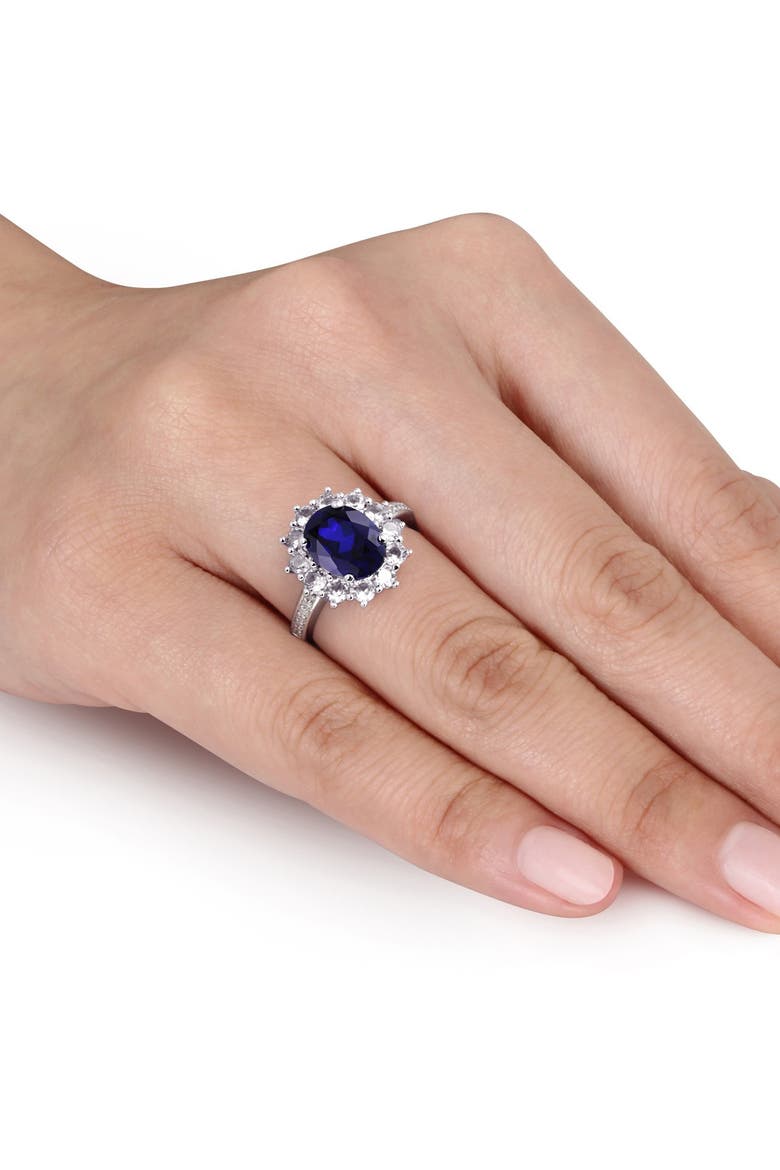 Diamond & Created Sapphire Ring - 0.05 ctw, Alternate, color, BLUE